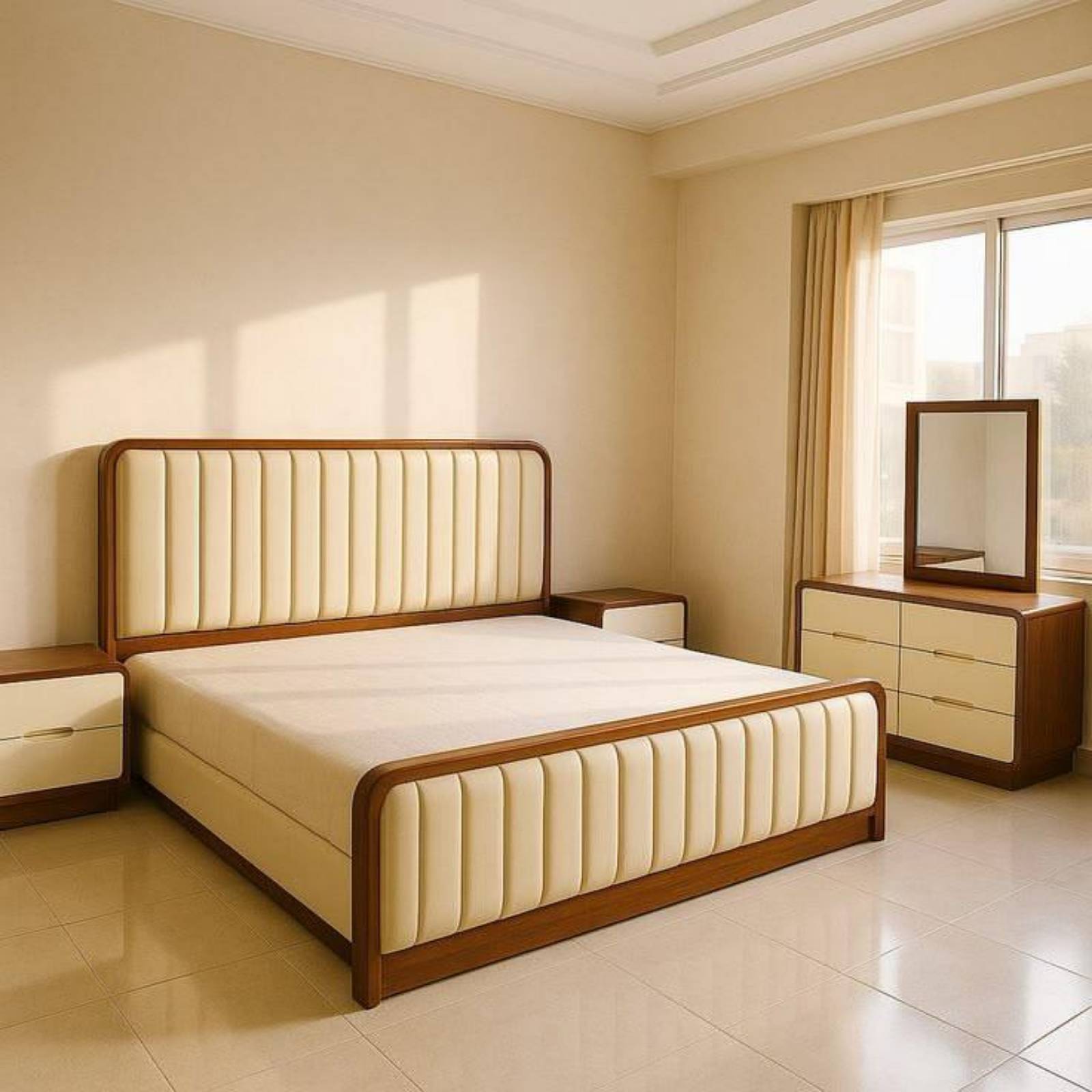 Lit, commode et chauffe de lit