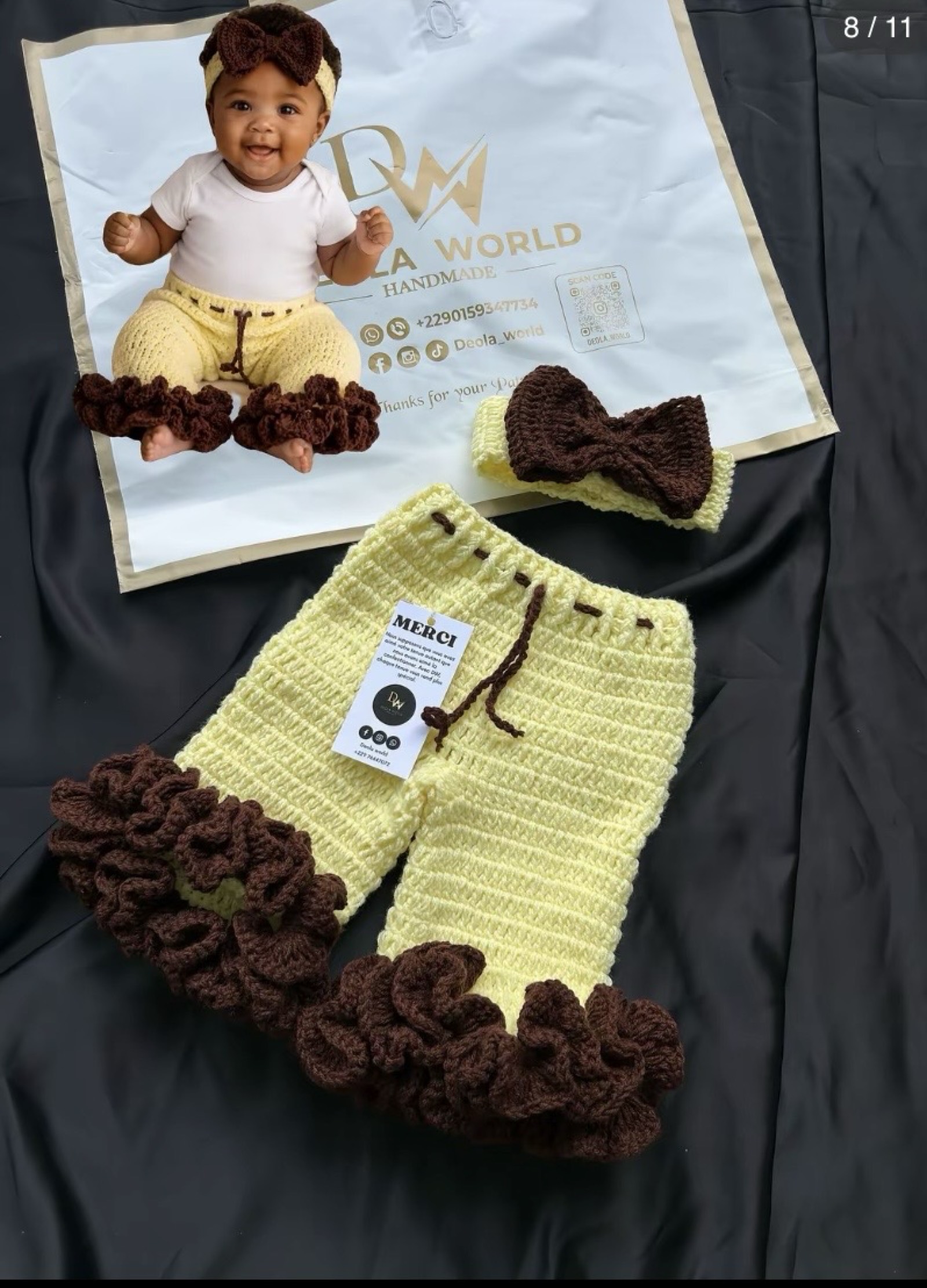 Ensemble bébé en laine fait main - 10
