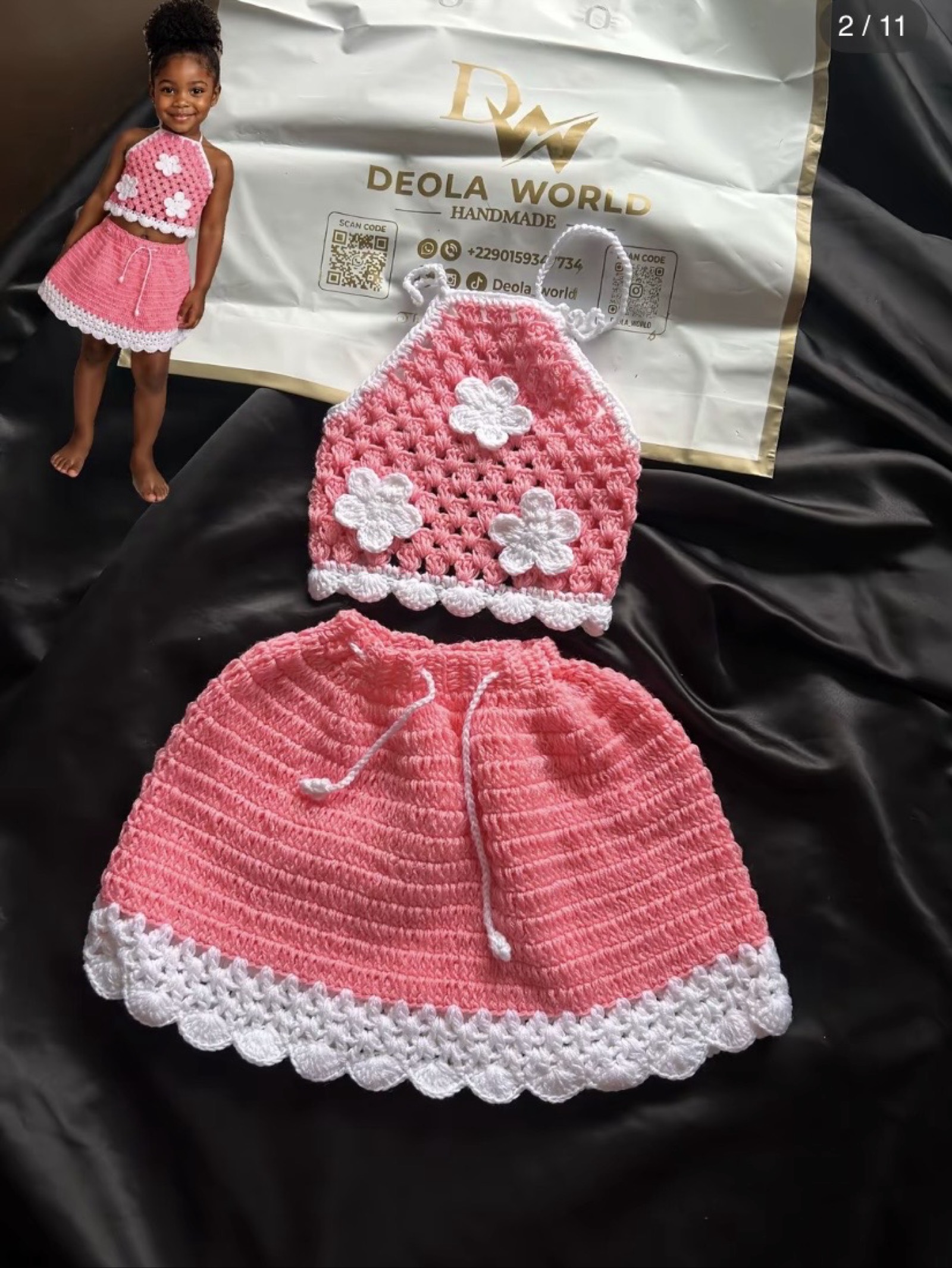 Ensemble bébé en laine fait main