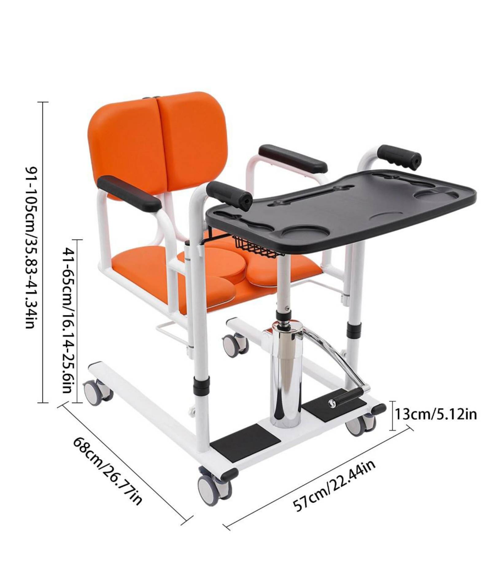 Chaise roulante avec levier hydraulique  à usage domestique, pour transport des personnes âgées et à mobilité réduite - 7