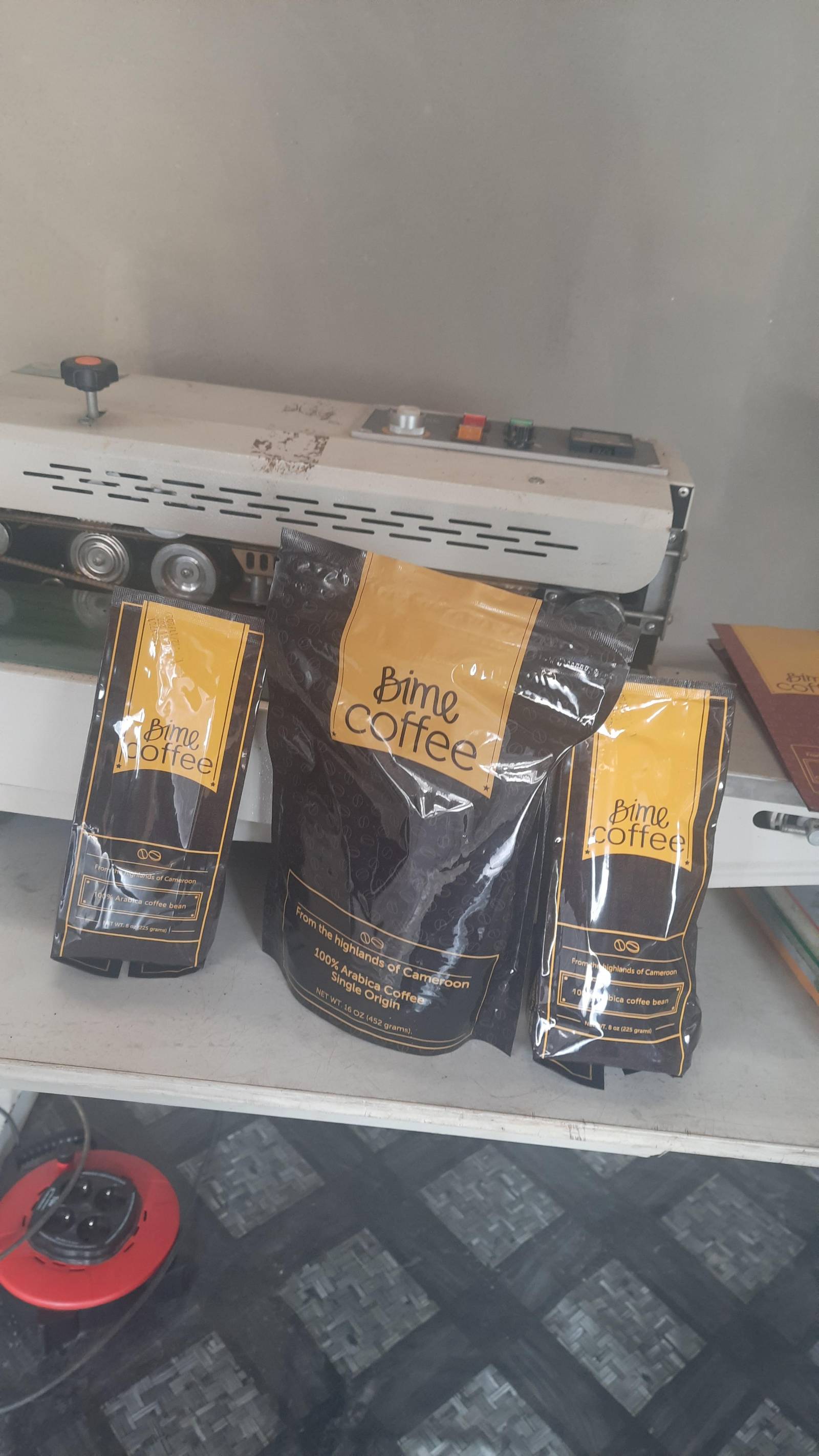 *Bime Coffee – 100% Arabica, Single Origin from the Highlands of Cameroon* ☕🇨🇲

Premium Cameroon coffee, packed fresh and ready for you:

*Price List* 
- *452g Pouch* – 2,800 FCFA 
- *226g Pouch* – 1,600 FCFA 
- *225g Pouch* – 1,600 FCFA 

*We supply:* 
- *Wholesalers* 
- *Retailers* 
- *Final Consumers*

*One stop point distribution company* 
📍 *Chapelle Damas* 
🌍 We supply *Cameroon and abroad*
📞 *673 77 84 93*

_Bime Coffee: From the highlands of Cameroon. 100% Arabica. Rich aroma, smooth taste._ - 4