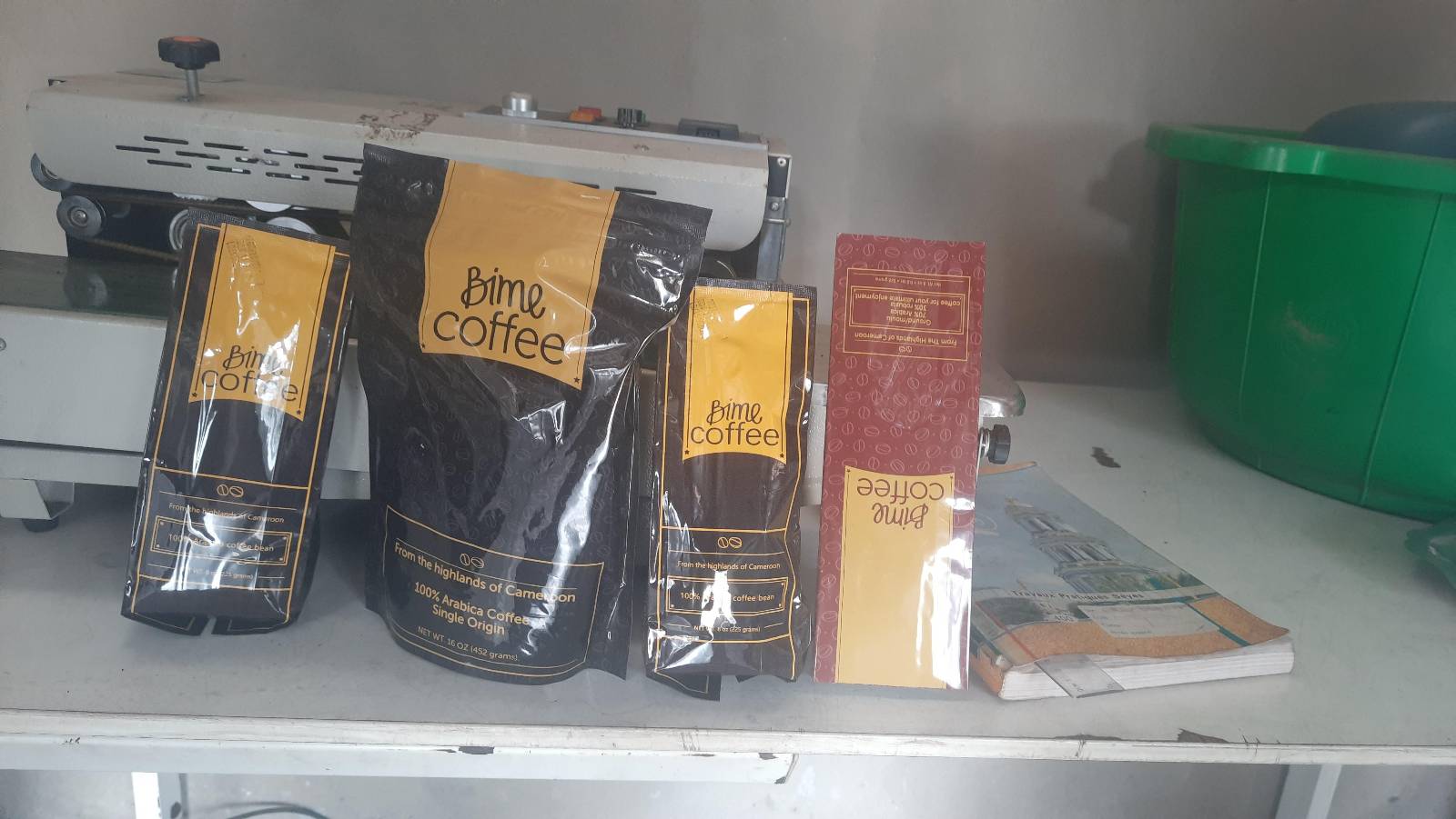 *Bime Coffee – 100% Arabica, Single Origin from the Highlands of Cameroon* ☕🇨🇲

Premium Cameroon coffee, packed fresh and ready for you:

*Price List* 
- *452g Pouch* – 2,800 FCFA 
- *226g Pouch* – 1,600 FCFA 
- *225g Pouch* – 1,600 FCFA 

*We supply:* 
- *Wholesalers* 
- *Retailers* 
- *Final Consumers*

*One stop point distribution company* 
📍 *Chapelle Damas* 
🌍 We supply *Cameroon and abroad*
📞 *673 77 84 93*

_Bime Coffee: From the highlands of Cameroon. 100% Arabica. Rich aroma, smooth taste._